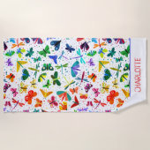 水彩虹の蝶キッズパーソナライズされた ビーチタオル (正面)