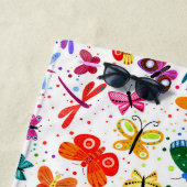 水彩虹の蝶キッズパーソナライズされた ビーチタオル (インサイチュ)