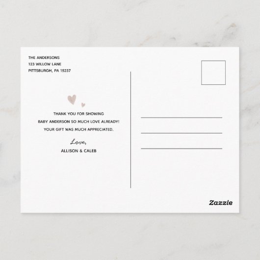 水彩虹の赤ちゃんシャワーありがとうはがき ポストカード (裏面)