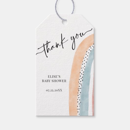 水彩虹の赤ちゃんシャワーありがとうギフトラベル ギフトタグ (正面)