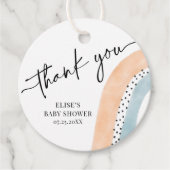 水彩虹の赤ちゃんシャワーありがとうギフトラベル フェイバータグ (正面)