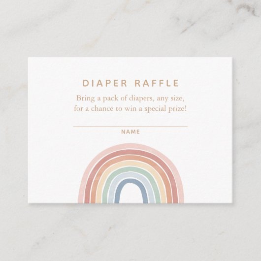 水彩虹の赤ちゃんシャワーおむつラッフルエンクロ エンクロージャーカード (正面)