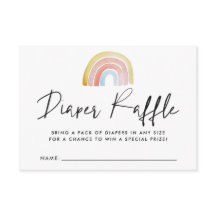 水彩虹の赤ちゃんシャワーおむつラッフルカード