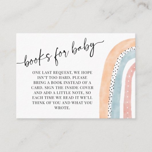 水彩虹の赤ちゃんシャワーブックベビー エンクロージャーカード (正面)