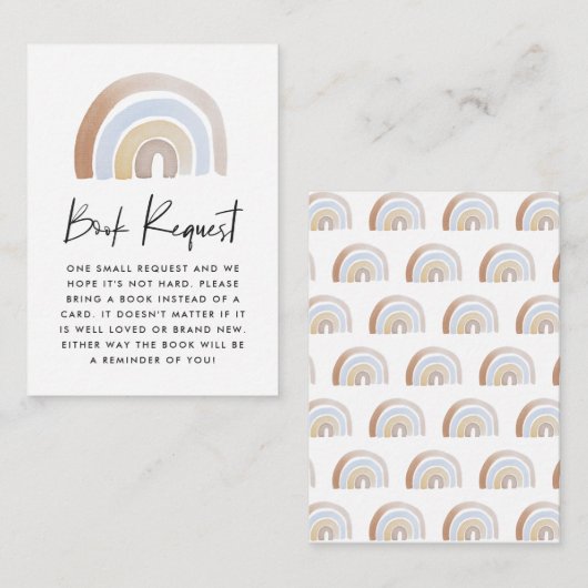 水彩虹の赤ちゃんシャワーブックリクエスト エンクロージャーカード (正面/裏面)