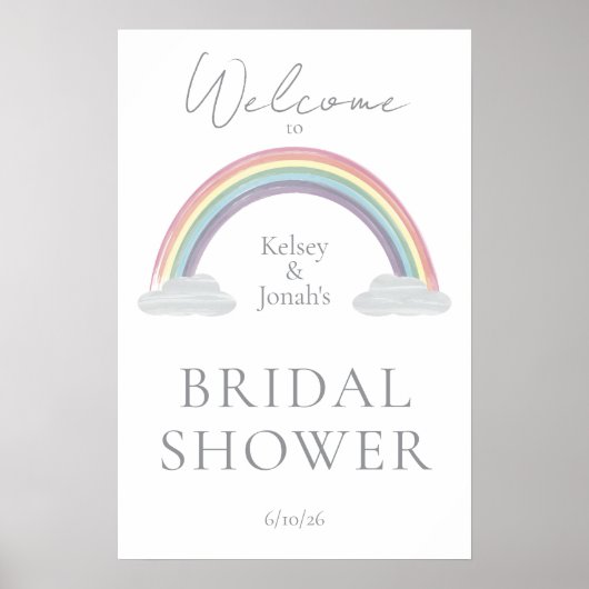 水彩虹の赤ちゃんシャワー歓迎ポスター ポスター (正面)