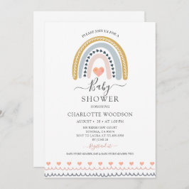 水彩虹の赤ちゃんシャワー 招待状