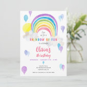 水彩虹カラフルのおもしろい誕生日 招待状 (スタンド正面)