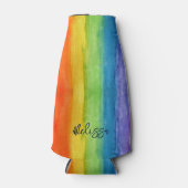 水彩虹カラフルパーソナライズされたモダン ボトルクーラー (正面)