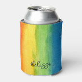 水彩虹カラフルパーソナライズされたモダン 缶クーラー (缶正面)