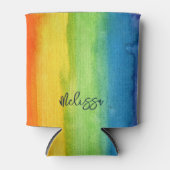 水彩虹カラフルパーソナライズされたモダン 缶クーラー (正面)