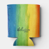 水彩虹カラフルパーソナライズされたモダン 缶クーラー (裏面)