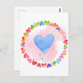水彩虹ハートカード ポストカード (正面/裏面)