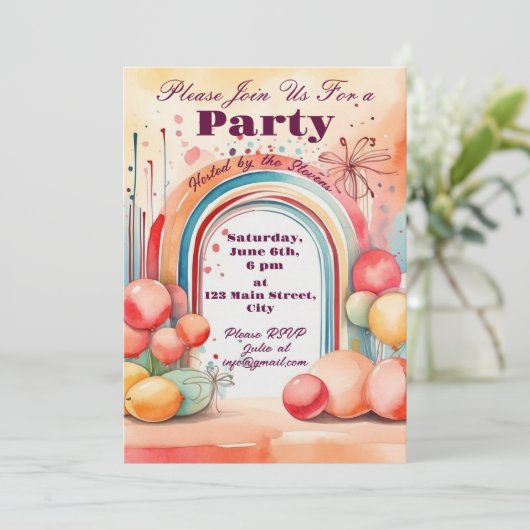 水彩虹パーティー 招待状 (スタンド正面)