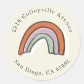 水彩虹ベビーシャワー差出人住所 ラウンドシール (正面)