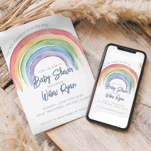 水彩虹ベビーシャワー招待状 | タイプ 招待状