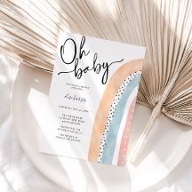 水彩虹ベビーシャワー招待状