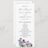 水彩虹彩フローラ結婚式プログラムカード (正面/裏面)