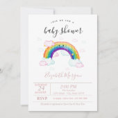 水彩虹彩條紋嬰兒洗禮派對邀請函 招待状 (正面)