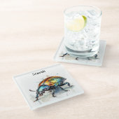 水彩虹彩甲虫カスタム、 ガラスコースター (アングル)