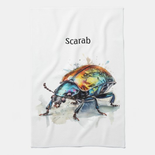 水彩虹彩甲虫カスタム、 キッチンタオル (縦)