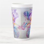 水彩虹彩花の絵画アートアイリスコーヒー カフェラテマグ (正面)