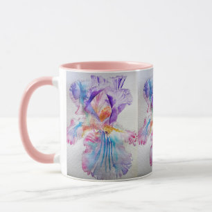 水彩虹彩花の絵画アートアイリスコーヒー マグカップ