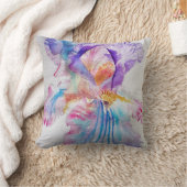 水彩虹彩花絵画の芸術虹彩パープル クッション (ブランケット)