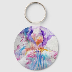水彩虹彩花絵画の虹彩 キーホルダー