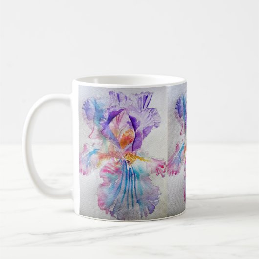 水彩虹彩花絵画の虹彩 コーヒーマグカップ (左)