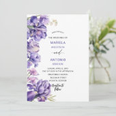 水彩虹彩薄紫フローラ水彩色結婚の 招待状 (スタンド正面)
