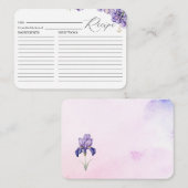 水彩虹彩薄紫レシピカード囲いカード エンクロージャーカード (正面/裏面)