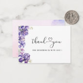 水彩虹彩薄紫花ブライダルシャワー ノートカード (正面/裏面インサイチュ)