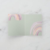 水彩虹緑、ピンク、コーラル色の感謝カード カード (内部)