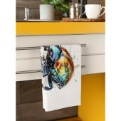 水彩虹色のカブトムシ キッチンタオル