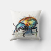 水彩虹色のカブトムシ クッション (裏面)