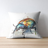 水彩虹色のカブトムシ クッション