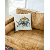 水彩虹色のカブトムシ クッション