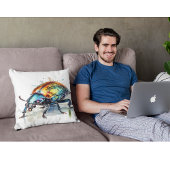 水彩虹色のカブトムシ クッション