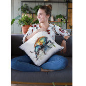 水彩虹色のカブトムシ クッション