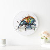水彩虹色のカブトムシ ラージ壁時計 (ホーム)