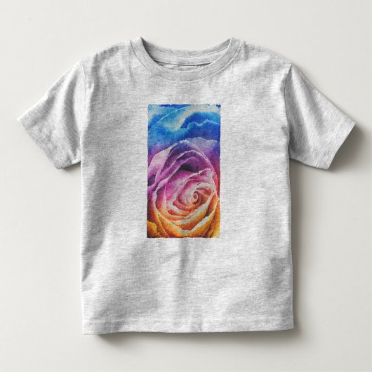 水彩虹色のローズ トドラーTシャツ (正面)