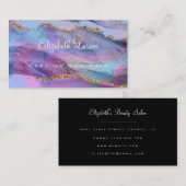 水彩虹色グリッター瑪瑙メイクアップアーティスト 名刺 (正面/裏面)