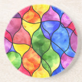 水彩虹色ステンドグラス コースター (正面)