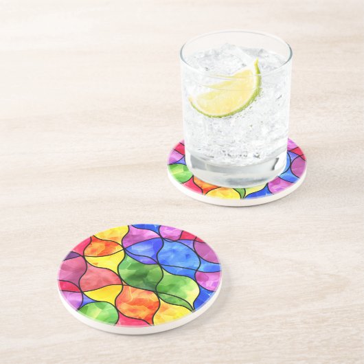 水彩虹色ステンドグラス コースター (側面)