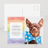 水彩虹色ストライプ ペット追悼 招待状 (正面/裏面)