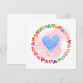 水彩虹色ハートカード 招待状 (正面/裏面)