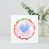 水彩虹色ハートカード 招待状 (スタンド正面)