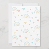 水彩虹色ハートピンクブルー1歳誕生日 招待状 (裏面)