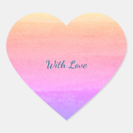 水彩虹色ハート「愛を込めて」ステッカー ハートシール